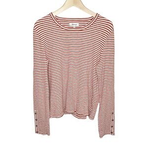 Madewell Striped Ribbed Button Detail Sleeve Long Sleeve Shirt Size XL